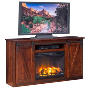 Barn Door Entertainment Center with a 28"Fireplace