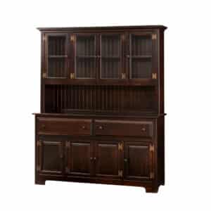 4-Door Hutch w/ Glass Door & Adjustable Shelf