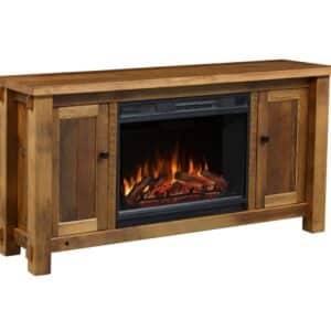 Timber Frame TV Stand With Fireplace